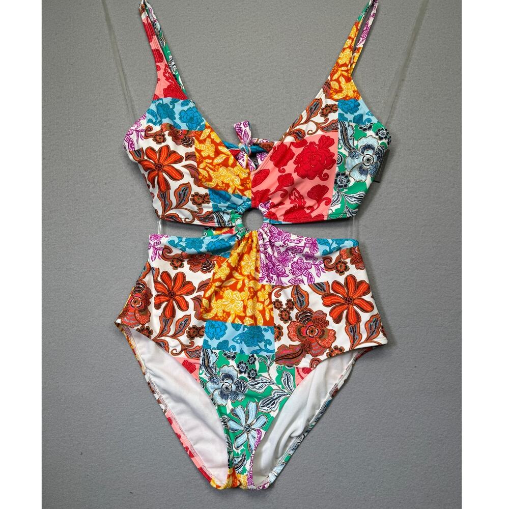 Bar III Women's Beachside Ring Monokini One-Piece Swimsuit Large $68